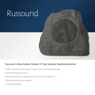 Russound 2-Way OutBack Outdoor Rock Speaker, 8 In., Weathered Granite